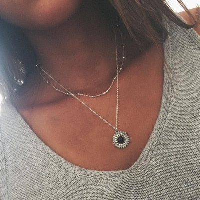 3 Layed Choker Necklaces Collar Women Chokers Gold/Silver Color Metal Chain Necklace for Female Collier
