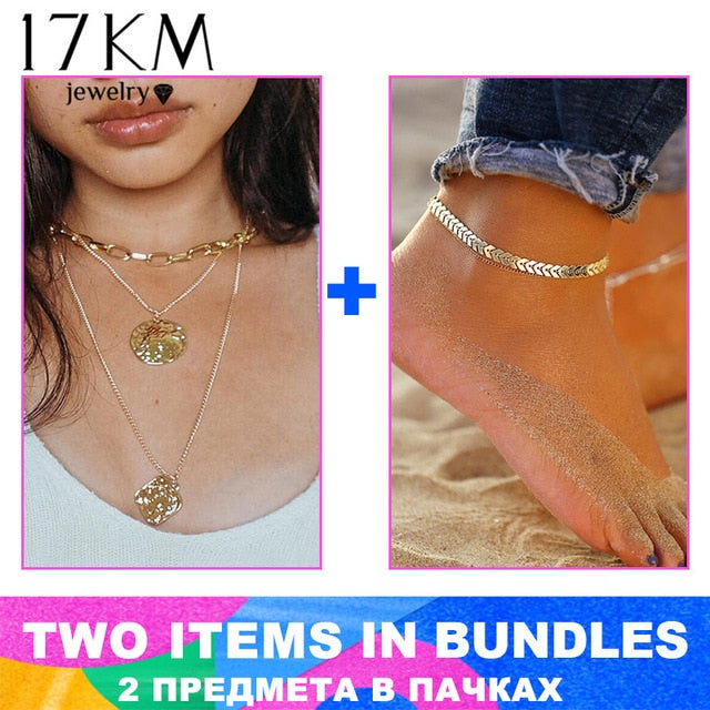 17KM New Multilayer Cross Gold Pendant Necklaces For Women Punk Letter Choker Necklace 2020 Fashion Words Jewelry Party Gift