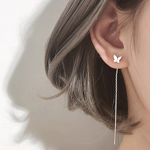 Long Tassel Butterfly Drop Earrings Silver Color 2020 Fashion Hanging Women Earrings Summer Jewelry Girls GIfts