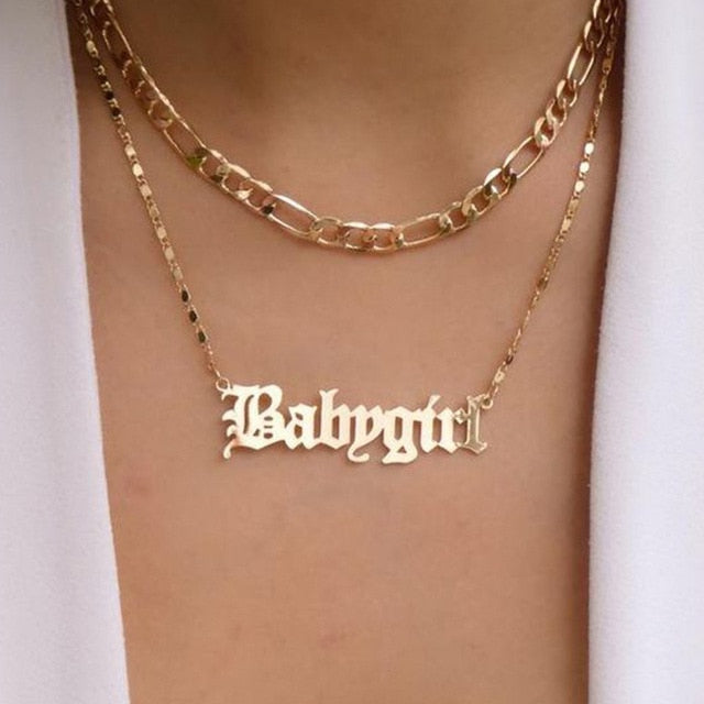 17KM New Multilayer Cross Gold Pendant Necklaces For Women Punk Letter Choker Necklace 2020 Fashion Words Jewelry Party Gift
