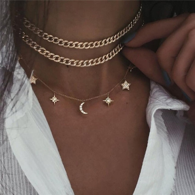 17KM New Multilayer Cross Gold Pendant Necklaces For Women Punk Letter Choker Necklace 2020 Fashion Words Jewelry Party Gift